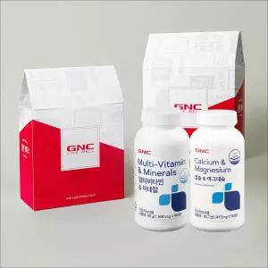 [선물박스] GNC 멀티비타민 앤 미네랄(60일분) + 칼슘앤마그네슘(30일분) 선물세트