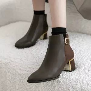 [분홍코끼리](무중력깔창) 미모갱신 골드 앵클부츠(6cm)