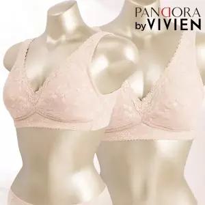 (판도라바이비비안)VBR7087 플라워 패턴 노와이어 브라(소프트브라운/80A~100B)