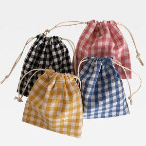 [지음]U-001 깅엄 체크 파우치 /  화장품 파우치 미니 복조리 파우치 미니백