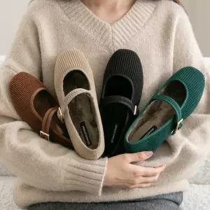 [분홍코끼리](쫀득몰드창) 제니 골덴 털 메리제인슈즈(1cm)