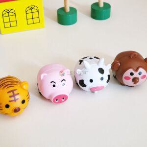 귀여운 동물 미니카 소 4개 세트 동물농장 트랙 자동차 세트 장난감 주차타워 벤츠 크로바 월드카