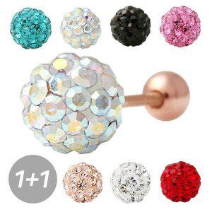 [미니아트][1+1] 컬러볼 미러볼 14K 로즈골드 금침 피어싱 귀걸이