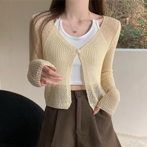 [MENOVQ5S_4A]여성 가을 여름가디건 크롭 망사 그물 가디건