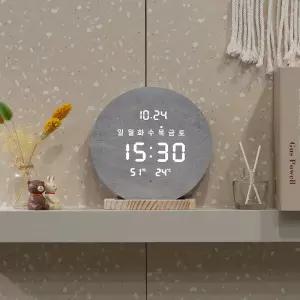 벽걸이 무선 LED 벽시계 원형 / 디지털 전자달력 온습도 건전지 충전식 무소음 거실 개업 결혼 선물 추천