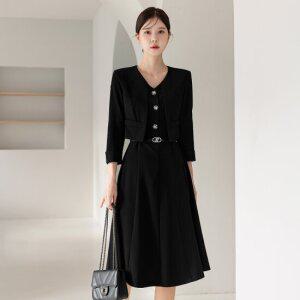 [시크라인] 세네온 레이어드 벨트 원피스