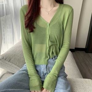 시스루 웨어 가디건 여자 니트여름가디건 비치 시스루