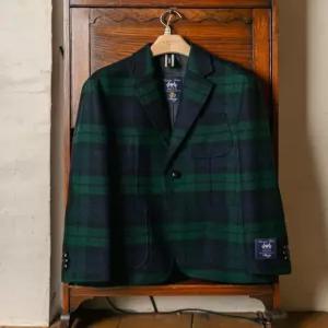 [24FW] HZJA4D406E3 MOON TWEED그린 블랙와치 트위드 울 자켓