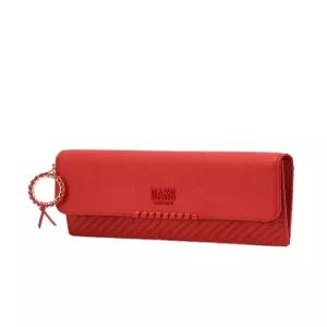 닥스 액세서리 [HOUSE CHECK] 레드 패턴배색 소가죽 슬림 장지갑 DCWA5E145R2