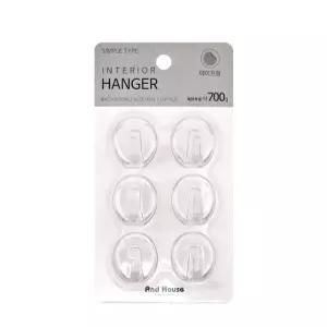 6P 벽걸이 벽면고리 투명 AndHouse 클리어 타원행거 후크고리