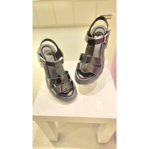 [여주점][BABARA]BABARA 바바라 소가죽 키높이 통굽 청키샌들 AAH441BK