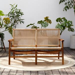 사라방드 북유럽 호텔디자인 원목 2인용 라탄소파_휘로2/테라스/펜션리조트호텔가구/라탄쇼파의자