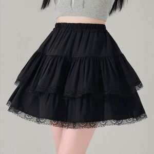 스타일아유 여성용 하이웨스트 레이스 플레어 미니 스커트 러블리한 케이크 치마 SK0699