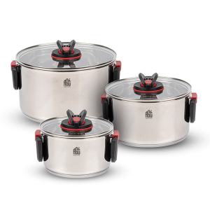 [ANGELCOOK] 엔젤쿡 접이식 캠핑 스텐냄비 3종세트(양17+21+25) AGC-FH06P