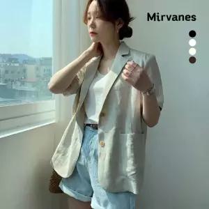 미르바네스 코튼100 투버튼 반팔자켓