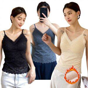 기모 언더웨어 끈나시 캡내장 레이스 데일리 (3color)