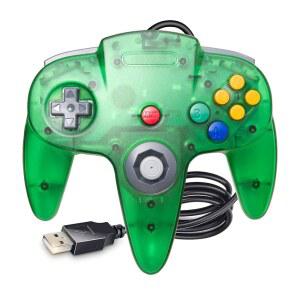 EaJ 키위타 클래식 N64 컨트롤러 Windows 및 MAC용 유선 USB PC 게임 패드 파이 클리어 그린