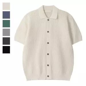 [리빌모아]남자 여름 스카시 카라 반팔 니트 가디건 SG CAH Q082 아이보리_P402427591