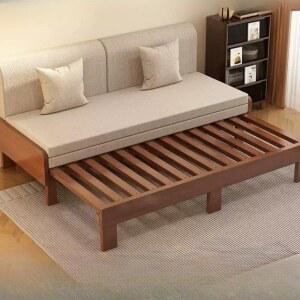 형 쇼파 침대 등받이 베 소파베드 65CM 평상 매트 110CM 티크 접이식 원목 프레임