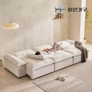 장인가구 하온 4인 전동 슬라이딩 리클라이너 슬라이드 플랫 모션 소파 베드