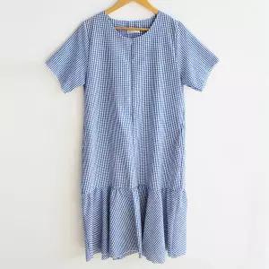 [보리보리/마미누리]에이드 체크 수유원피스 지퍼형 수유구 지지미 원단 반팔 여름