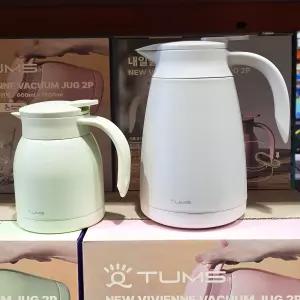 텀스 뉴 비비엔느 보온보냉 주전자 1500ml + 600ml 스테인리스 원터치 진공 텀블러