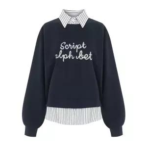 [롯데백화점]샐리 스트라이프 셔츠 레이어드 맨투맨_I5D-CTS016