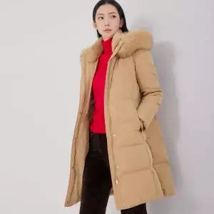 [지센] 3컬러 구스 폭스후드 퀄팅 롱 다운패딩 LFFCOB01_P410376199