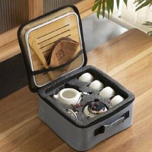 전통 다기세트 휴대용 다도세트 전통다기세트 차도구 전통세트 여유 다관 백자 개완 에메랄드