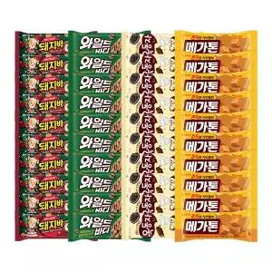 [롯데웰푸드]크리스마스 스페셜 에디션 돼지바 x10개+옥동자 x10개+와일드바디 x10개+메가톤바 x10개