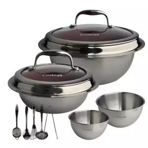 쿡셀 블랙큐브 홀로그램 IH 레드 가마솥 세트(가마솥 16/22cm+유리뚜껑 2종, 믹싱볼, 키친툴) 인덕션겸용