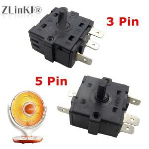 3/5 핀 전기 방 히터 기어 손잡이 스위치 3 5 로터리 선택기 AC 250V 16A 온도 제어