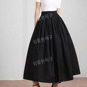 햅번스커트 빅사이즈 밴딩 하객 벌룬 미디 하이웨스트 a라인