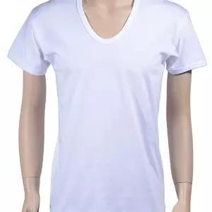 트라이 순면 백색 U넥 반팔 T셔츠 티셔츠 상의 쿨 라운드 패션 상의 심플