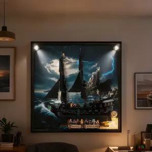 레고장식장 잭 하이스탠드 일체형 전용 배경 해적선 레고액자 블랙펄