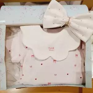 [밍크뮤]SC선물포장+손수건+턱받이(핑크)쁘띠리본SET바디슈트(3637004002)2026봄여름/신생아/A