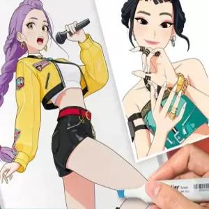 케이팝 데몬헌터스 색칠북 색칠공부 캐릭터 놀이 그림그리기 컬러링북 어린이 키즈 여아