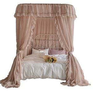 공주 레이스 침대 캐노피 사각 커튼 침실 장식 레일형 모기장
