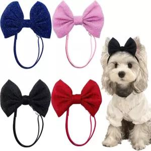 소형견을 위한 4Pcs 반려견 헤어 활 머리띠 반려동물 강아지 고양이 그루밍 액세서리를 조절 가능한 (단색