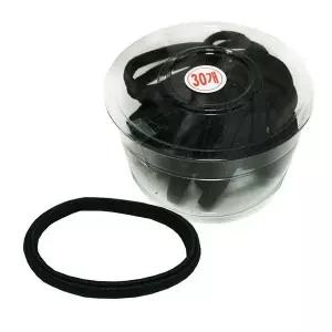 [하프클럽/]매듭없는 납작주름 검정고무줄 30P 코사지 헤어밴드