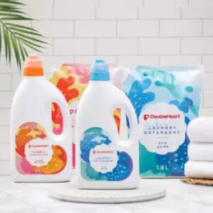 더블하트 세탁 세제 2개 유아 유연제 2개 1.8L 세트