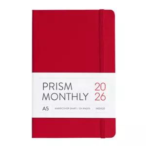 2026 프리즘 A5 먼슬리 다이어리 스케줄러 날짜형 25절 월간 업무용(레드)