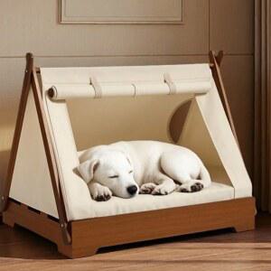 나무 애완동물 텐트 하우스 소형견용 세탁 가능한 강아지 침대 탈부착 가능한 커버가 있는 고양이 하우스 실내/실외 겸용 애완동물 텐트