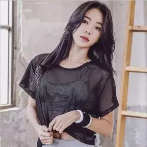 [하프클럽/]레이디숏티 베스트 비침소재 티 망사 그물망 레이어드티