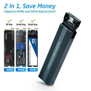 M2 SSD 케이스 NVME 인클로저 M.2-USB 3.1 어댑터 PCIE 용 OTG 포함) NGFF SATA M/B 키 2230/2242/2260/228