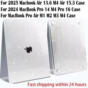 MacBook Air 13.6 인치 M3 A3113 2024 케이스 15 Funda macbook pro 13 Pro 14 M4 용 반짝이 새 노트북