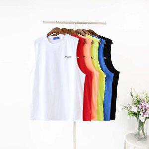 [엠클로] 오버핏 라이프 레터링 프린팅 민소매 나시티셔츠