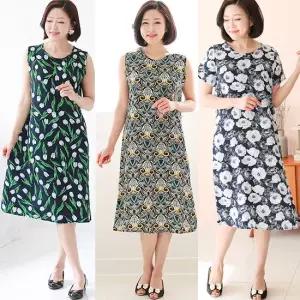 [우일인견]바캉스룩 국내산 인견100% 냉감 원피스 반팔/나시 택1