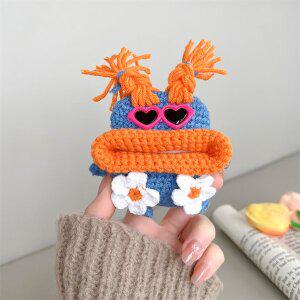 [유니커블]에어팟 4 3 2 1 세대 프로2 호환 귀여운 삐삐 소시지 입술 봉제인형 겨울 니트 뜨개질 털 케이스