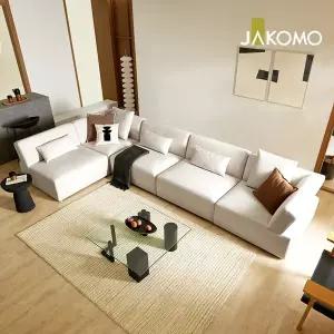 [자코모][이동형팔걸이 1개 무료증정]디올리 모듈 6인 오픈코너형 젠위브 패브릭 소파+쿠션5개